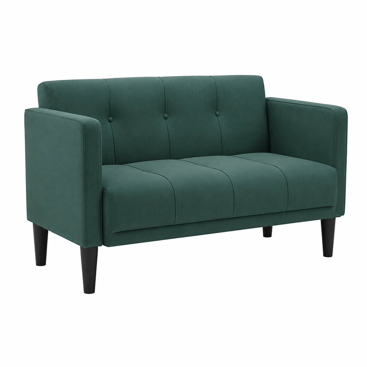 Divano 2 Posti in Tessuto Verde Scuro 111 cm Imbottito
