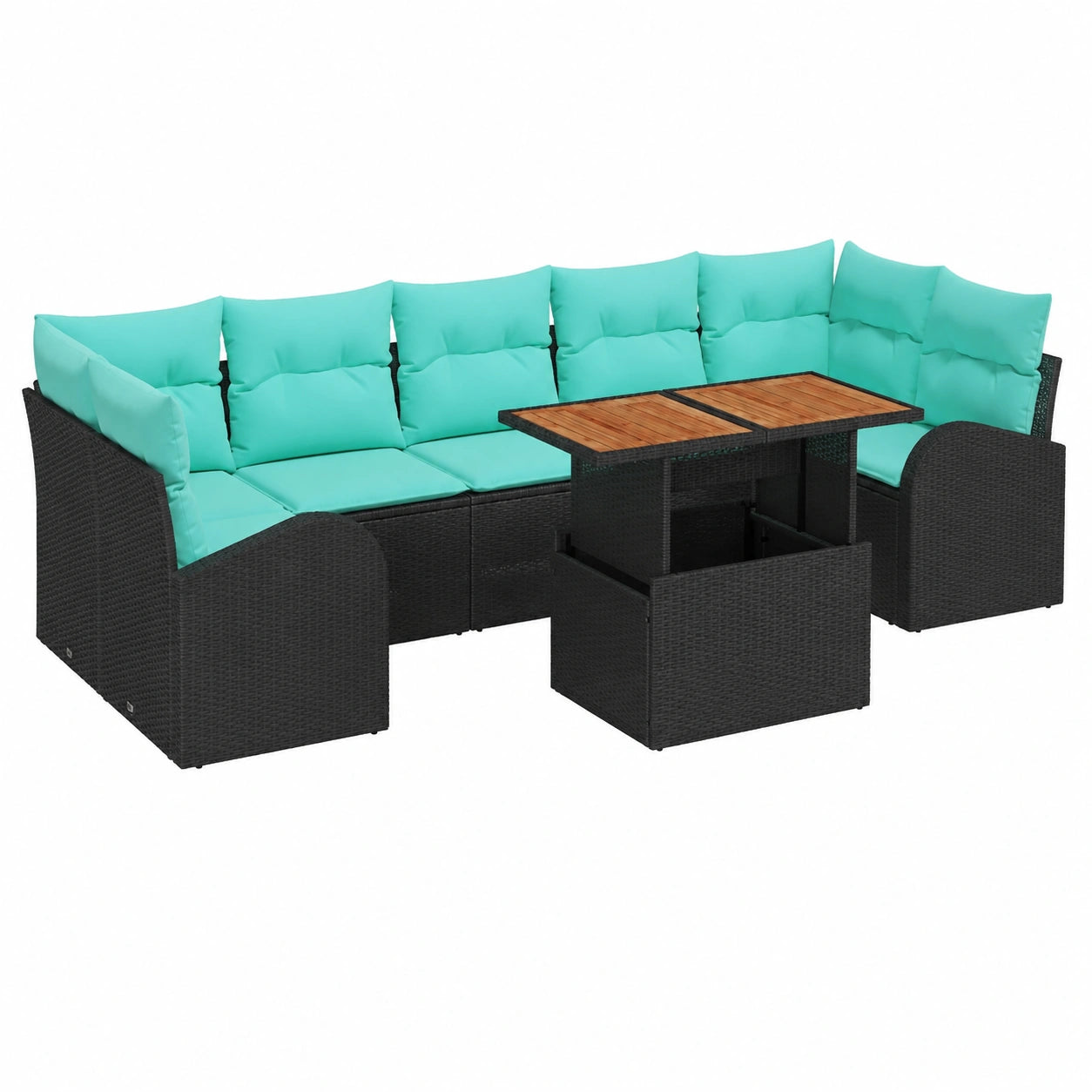 Set Divano Giardino 8 Pezzi in Rattan Nero con Cuscini, Arredo Esterni Resistente e Comodo