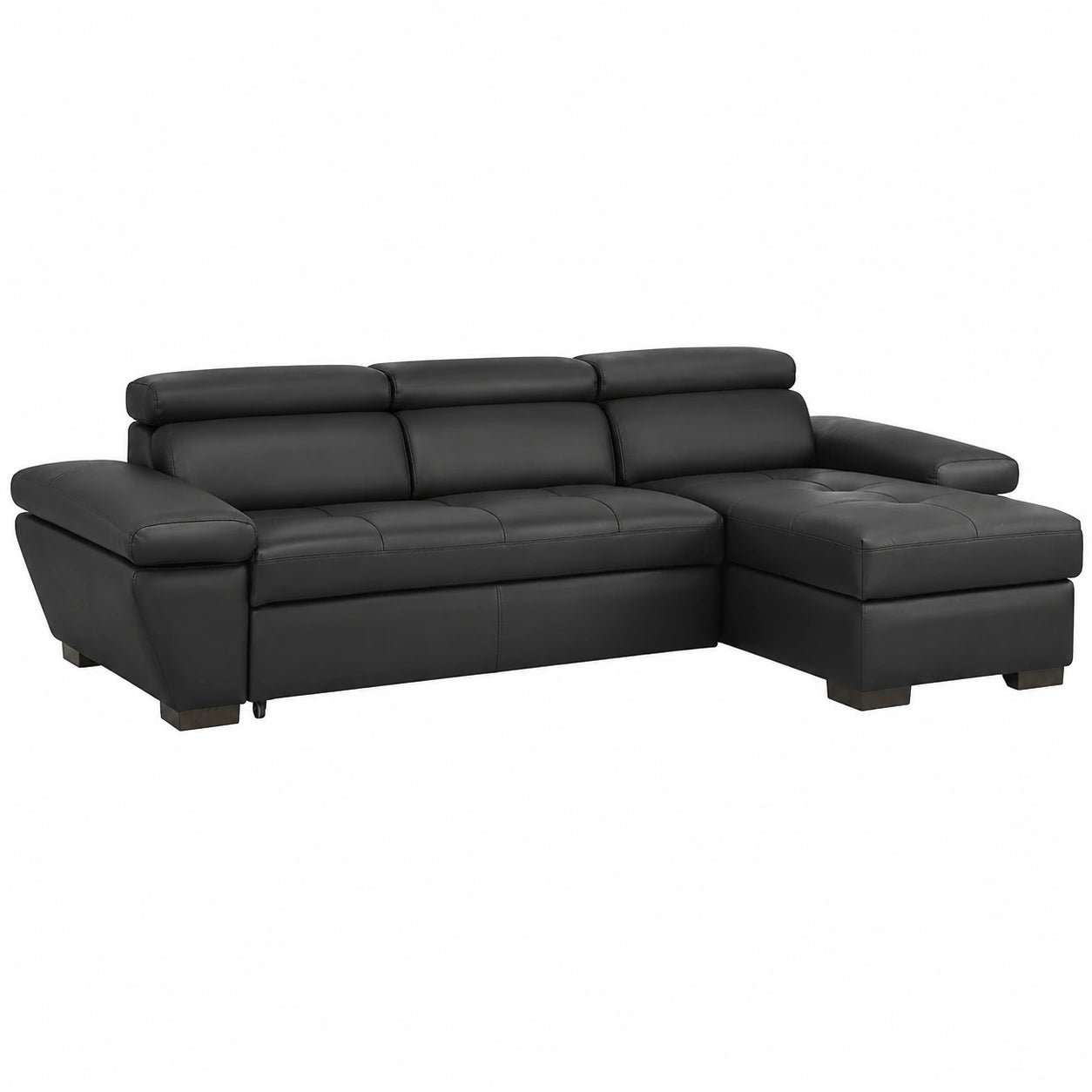 Divano Letto Angolare in Pelle Antracite con Chaise Longue Destra - Modello JONOVA