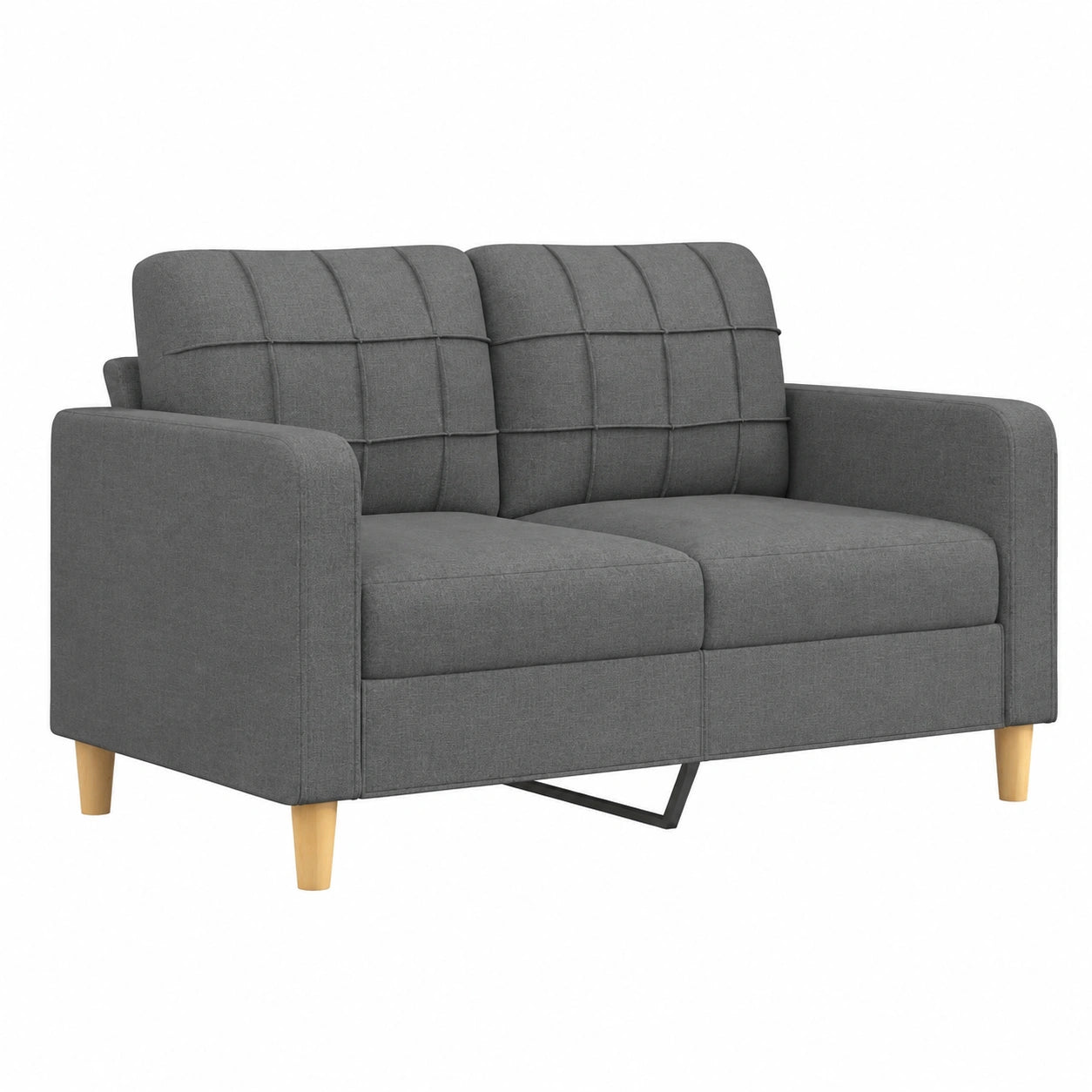 Divano 2 Posti ACAGALA in Tessuto con Braccioli, Gambe in Legno e Telaio in Metallo, Grigio Scuro, 120 cm