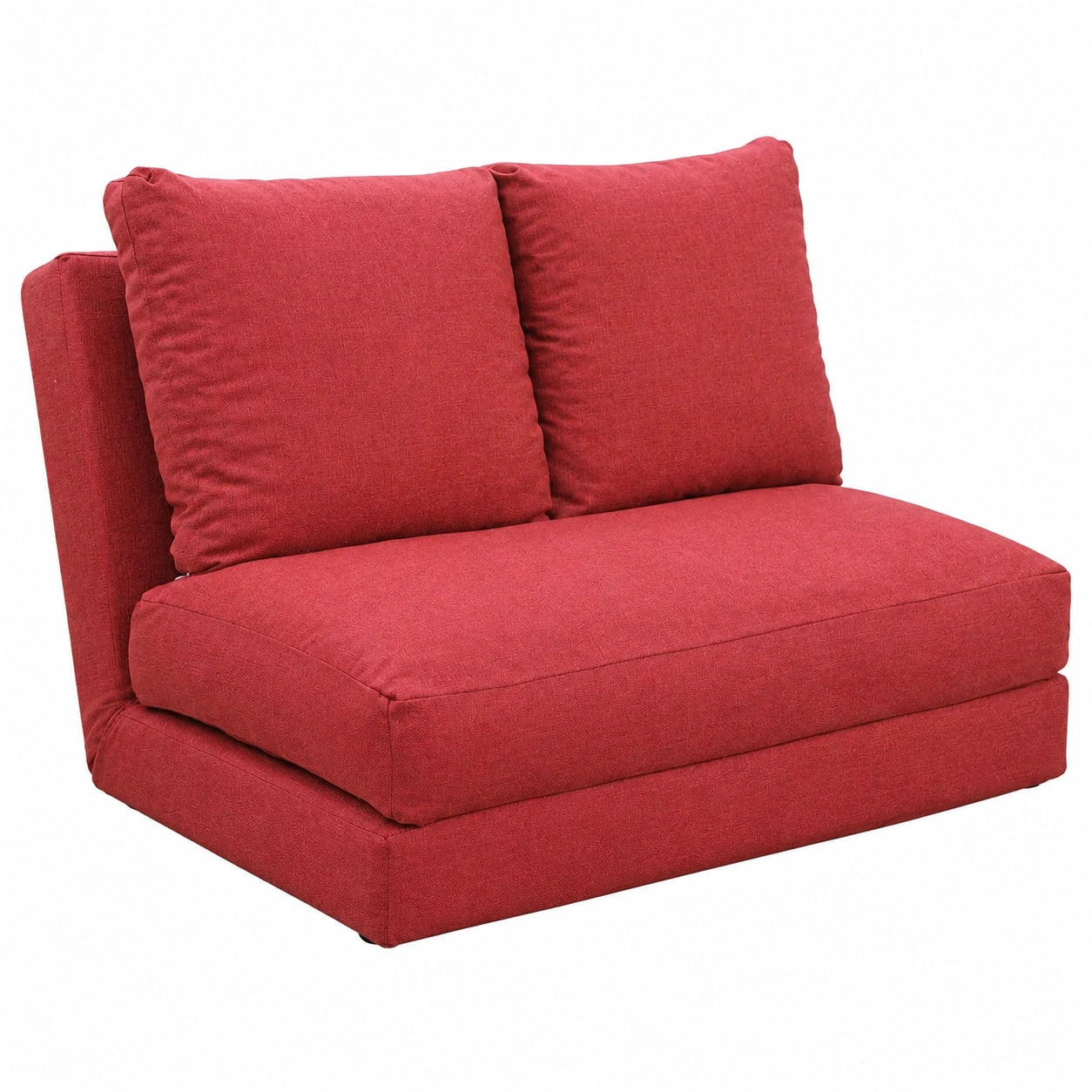 Divano Letto Compatto 2 in 1, Poltrona Schienale Regolabile, Tessuto Rosso Sfoderabile, Materasso Integrato 120x185 cm con Cuscino Rimovibile