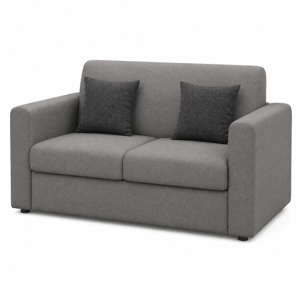 Divano da 2 Posti in Tessuto, 125x65x85 cm, Struttura in MDF, Piedini Plastica, Inclusi 2 Cuscini, Made in Italy, Grigio Chiaro