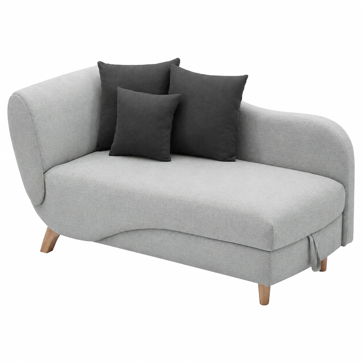 Divano Letto con Contenitore in Tessuto Grigio, Angolo Sinistro - Modello Penelope