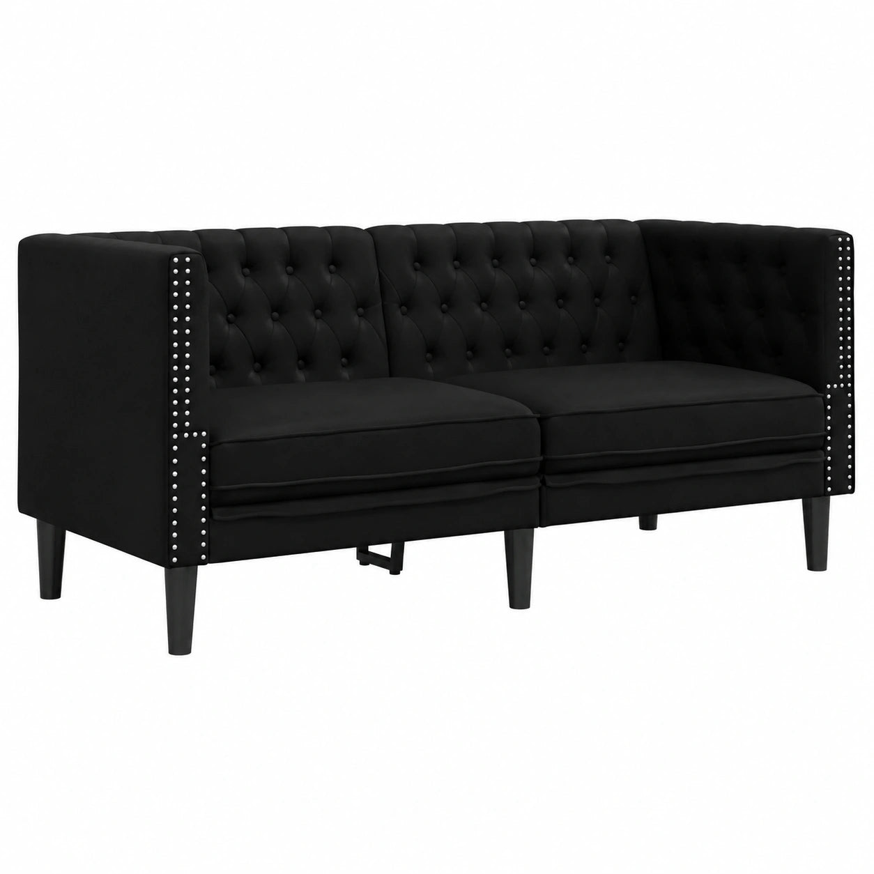 Sofà Chesterfield a 2 Posti in Ecopelle Nera