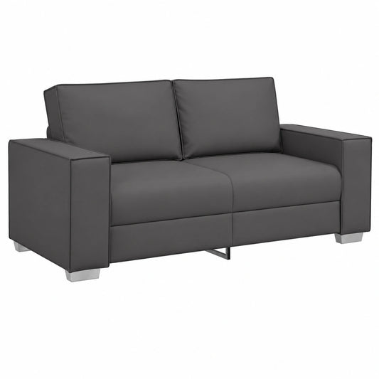 Divano Moderno a Due Posti in Ecopelle Grigia 180 cm