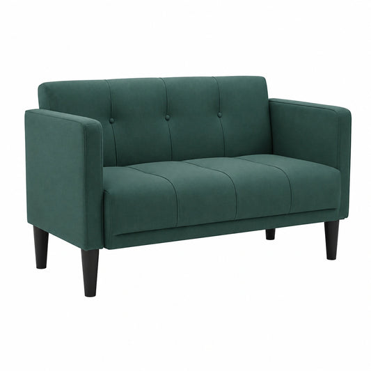 Divano 2 Posti in Tessuto Verde Scuro 111 cm Imbottito