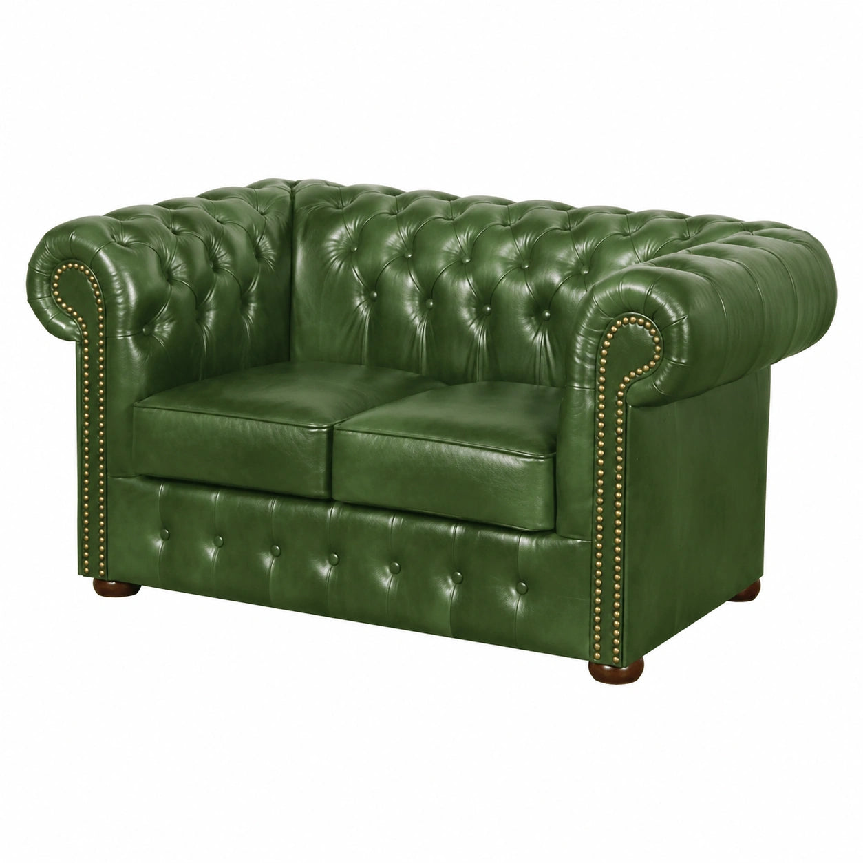Divano Chesterfield in Pelle Verde a 2 Posti di Casa Padrino - Eleganza Lussuosa 160x90x78 cm