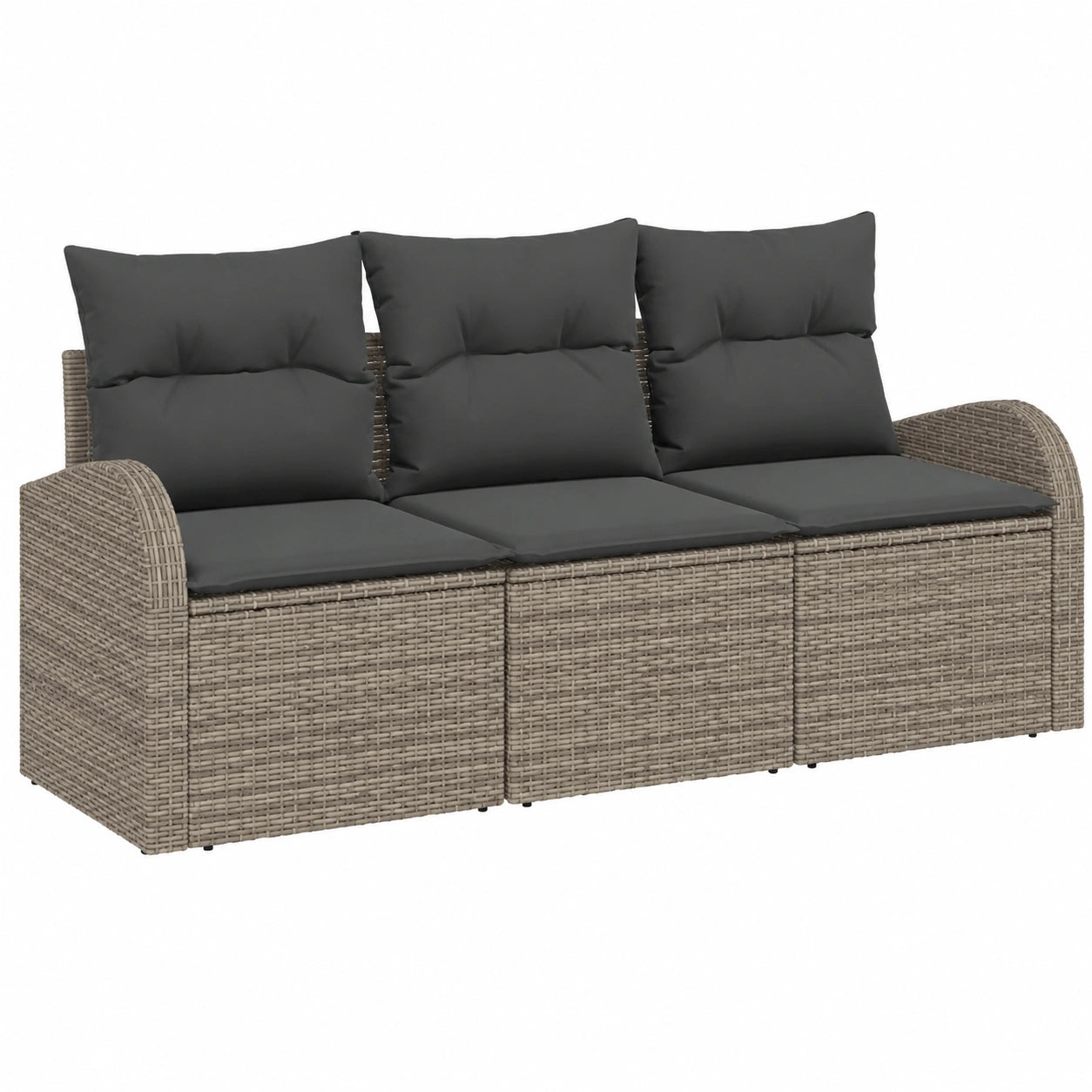 Set Divano da Giardino in Polyrattan Grigio, Combinabile e Resistente agli UV