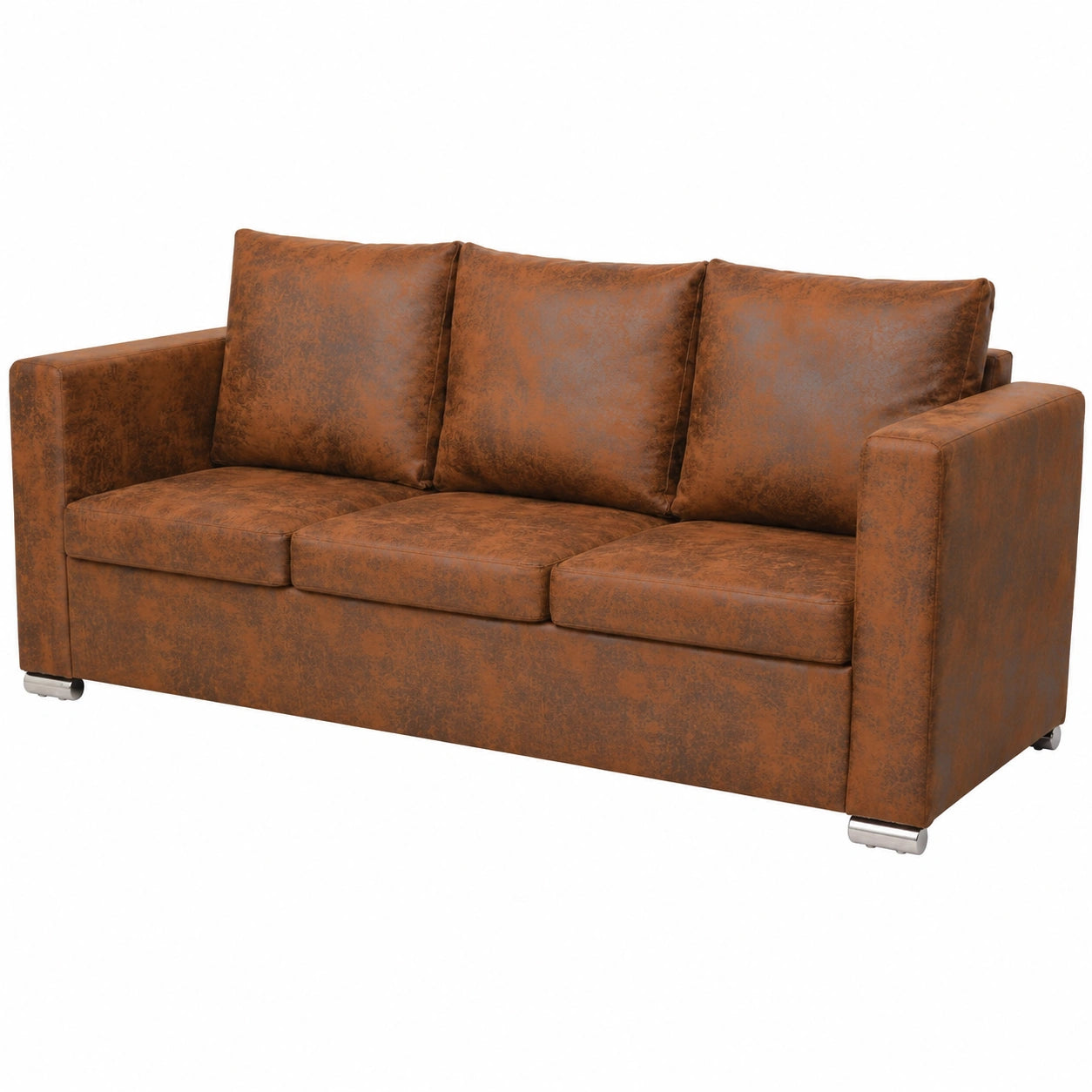 Divano Modulare a 3 Posti in Pelle Scamosciata Sintetica 191x73x82 cm
