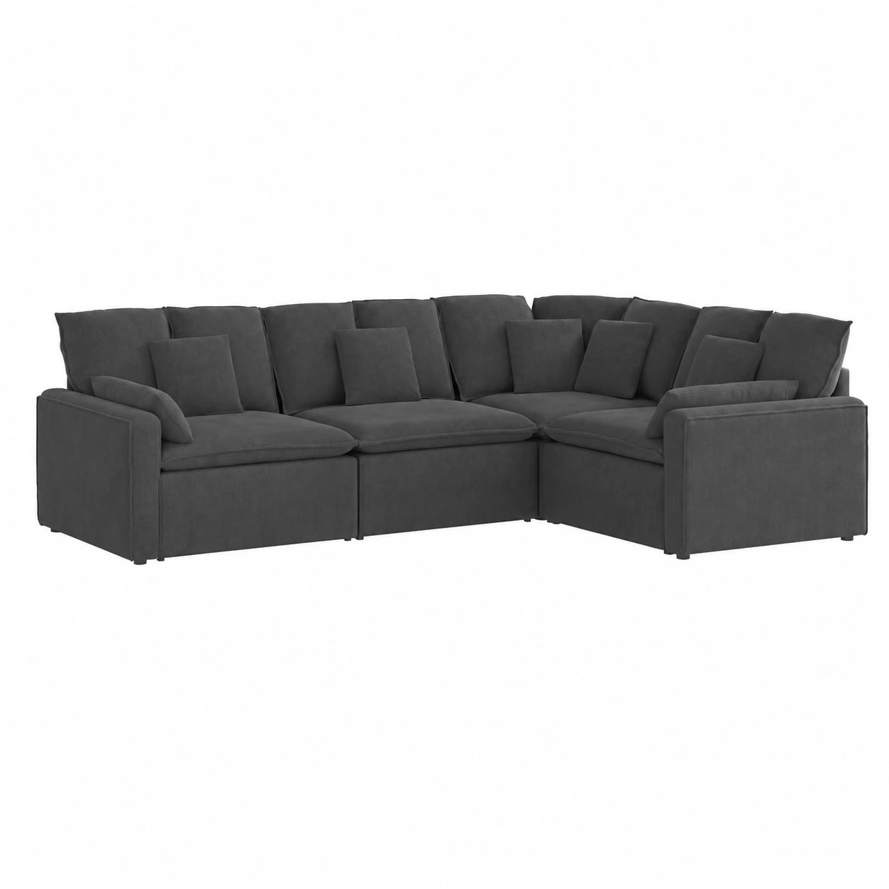 Divano Modulare in Velluto Grigio Scuro, Design Elegante per Soggiorno