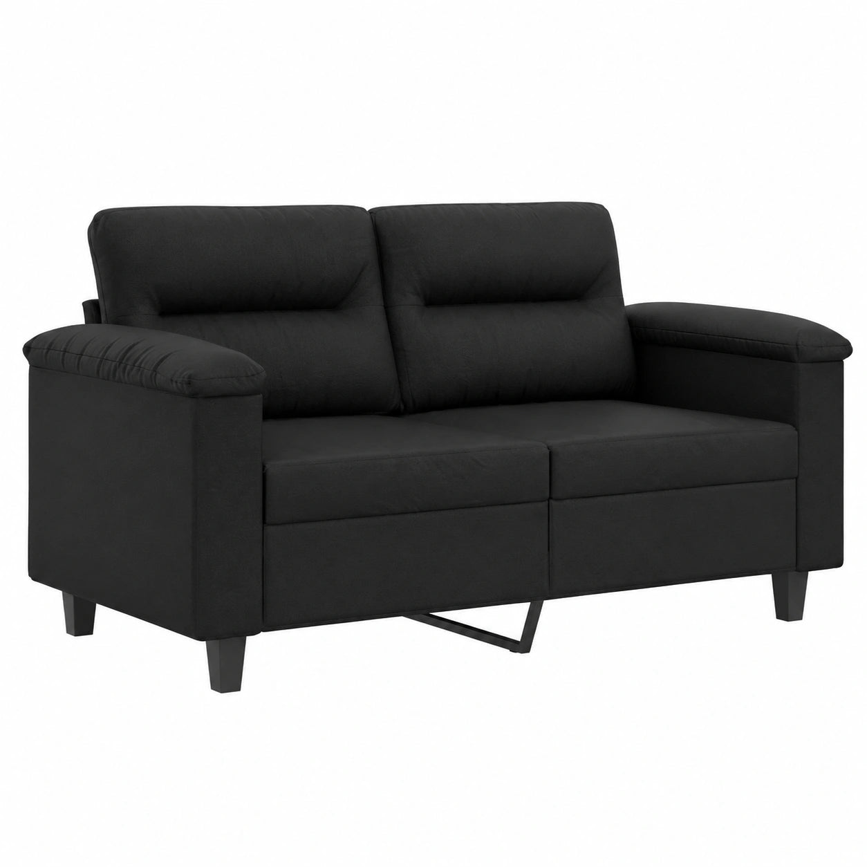 Divano 2 Posti in Similpelle Nera 120 cm