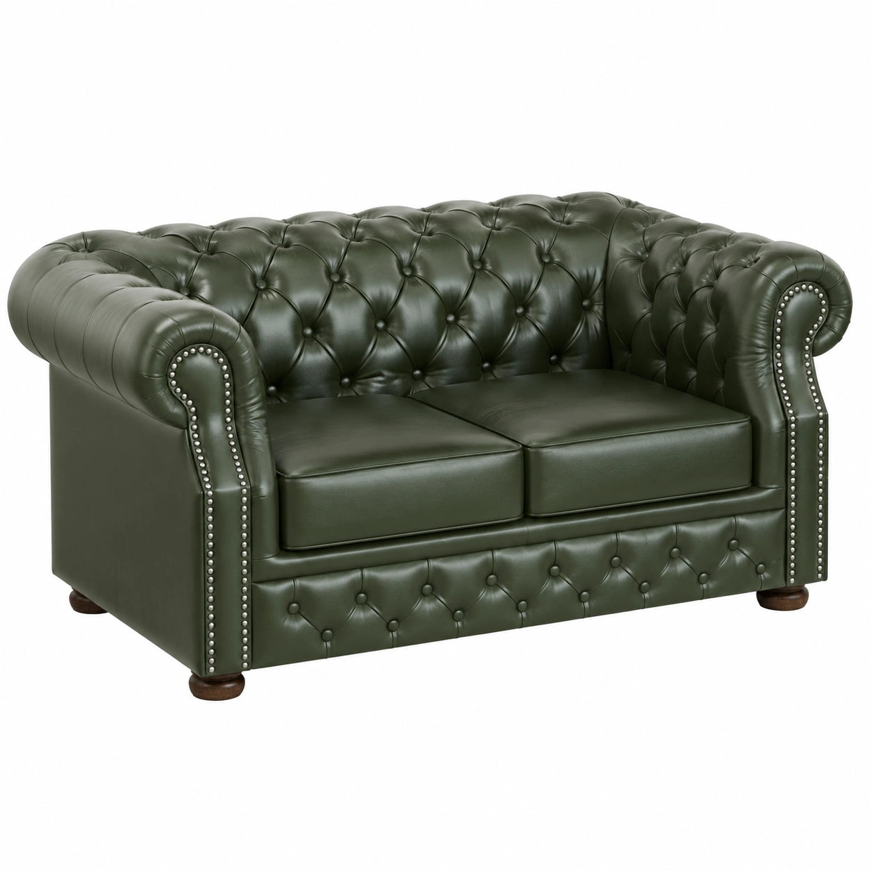 Divano Chesterfield 2 Posti in Pelle Verde Scuro 180x90x80 cm