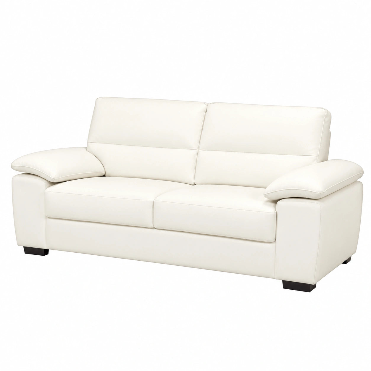 Divano Contemporaneo a 3 Posti in Pelle Sintetica Bianco Avorio