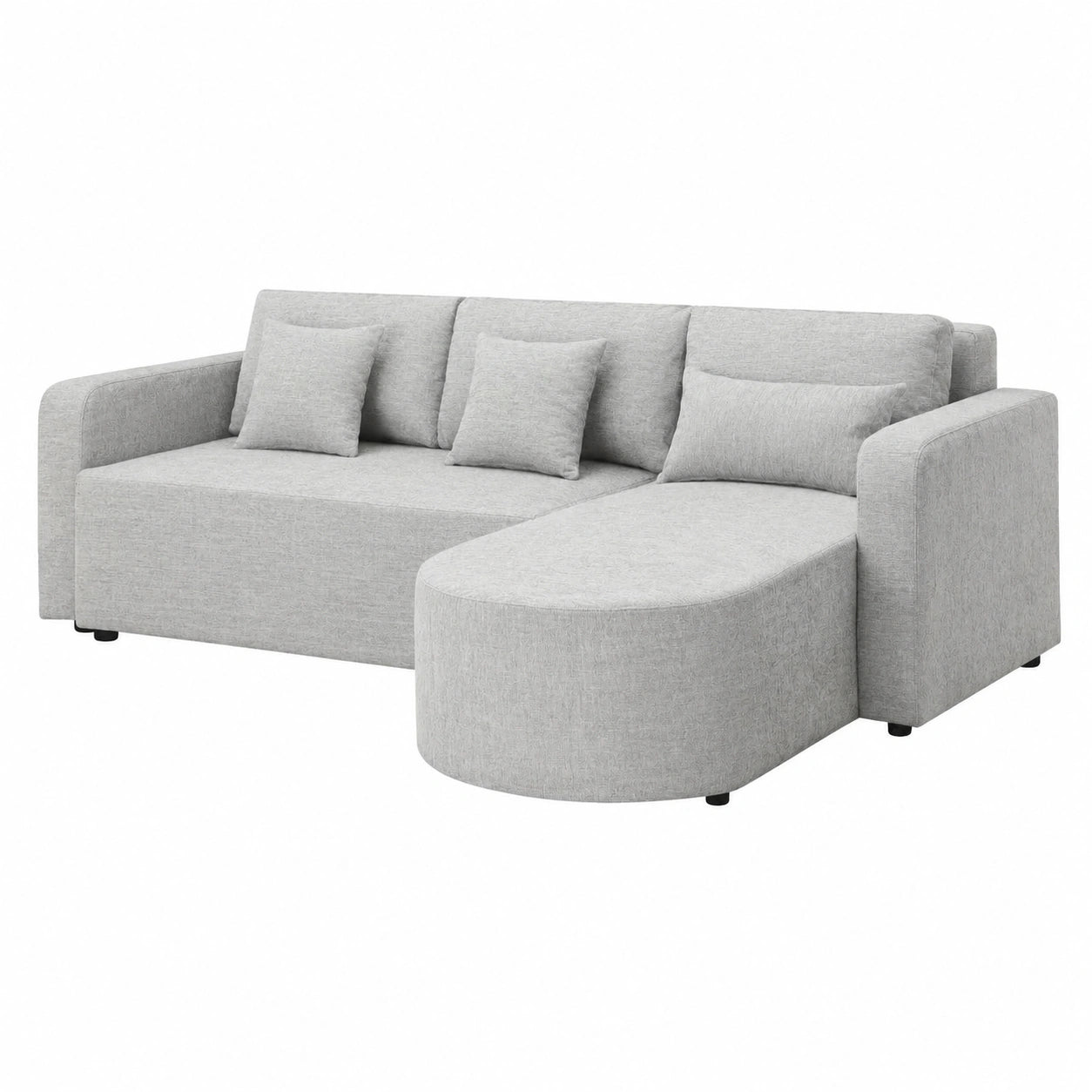 Divano ad angolo reversibile Charles 3 posti in tessuto grigio