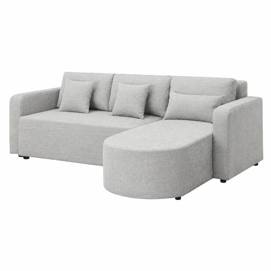Divano ad angolo reversibile Charles 3 posti in tessuto grigio