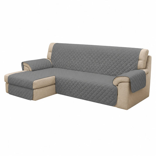 Moonange Copridivano Angolare Reversibile Impermeabile Antiscivolo 200 cm Grigio Scuro