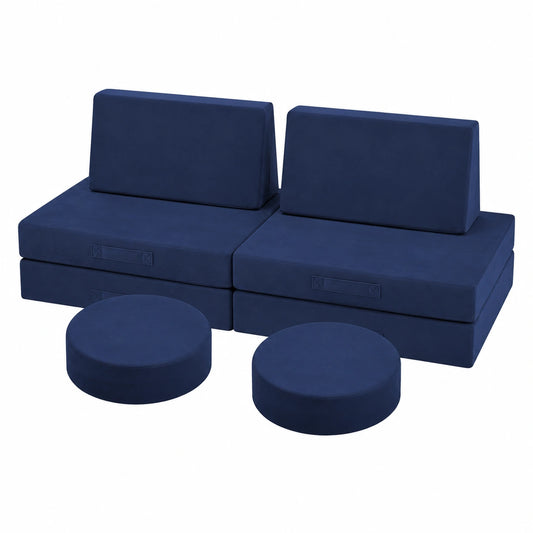 Divano Modulare per Bambini MeMoreCool, Perfetto per Sala Giochi, Explorer in Schiuma Colore Blu Navy