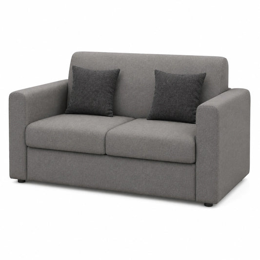 Divano da 2 Posti in Tessuto, 125x65x85 cm, Struttura in MDF, Piedini Plastica, Inclusi 2 Cuscini, Made in Italy, Grigio Chiaro
