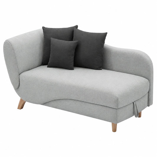 Divano Letto con Contenitore in Tessuto Grigio, Angolo Sinistro - Modello Penelope